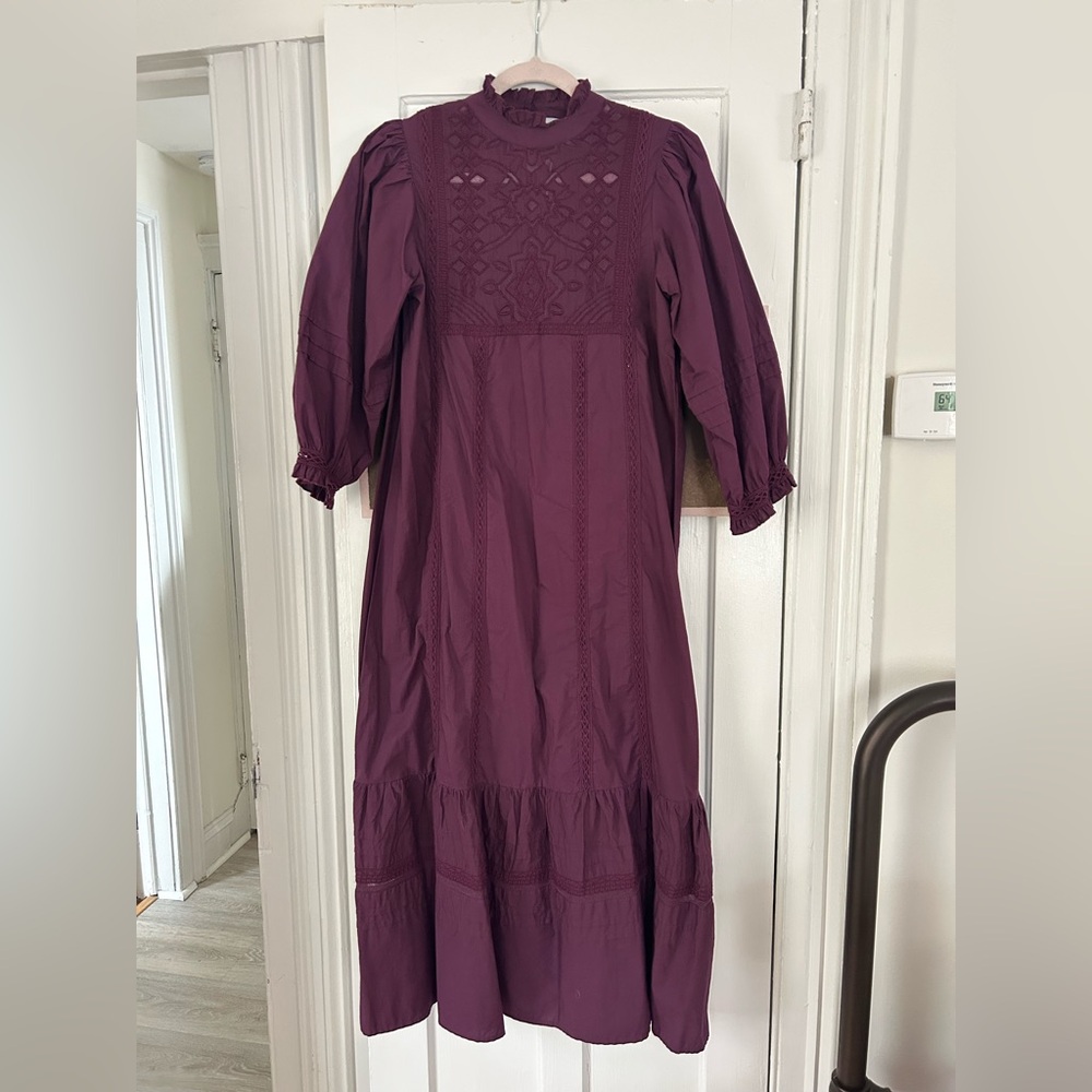 Ghost Deep Purple Long Sleeve Dress